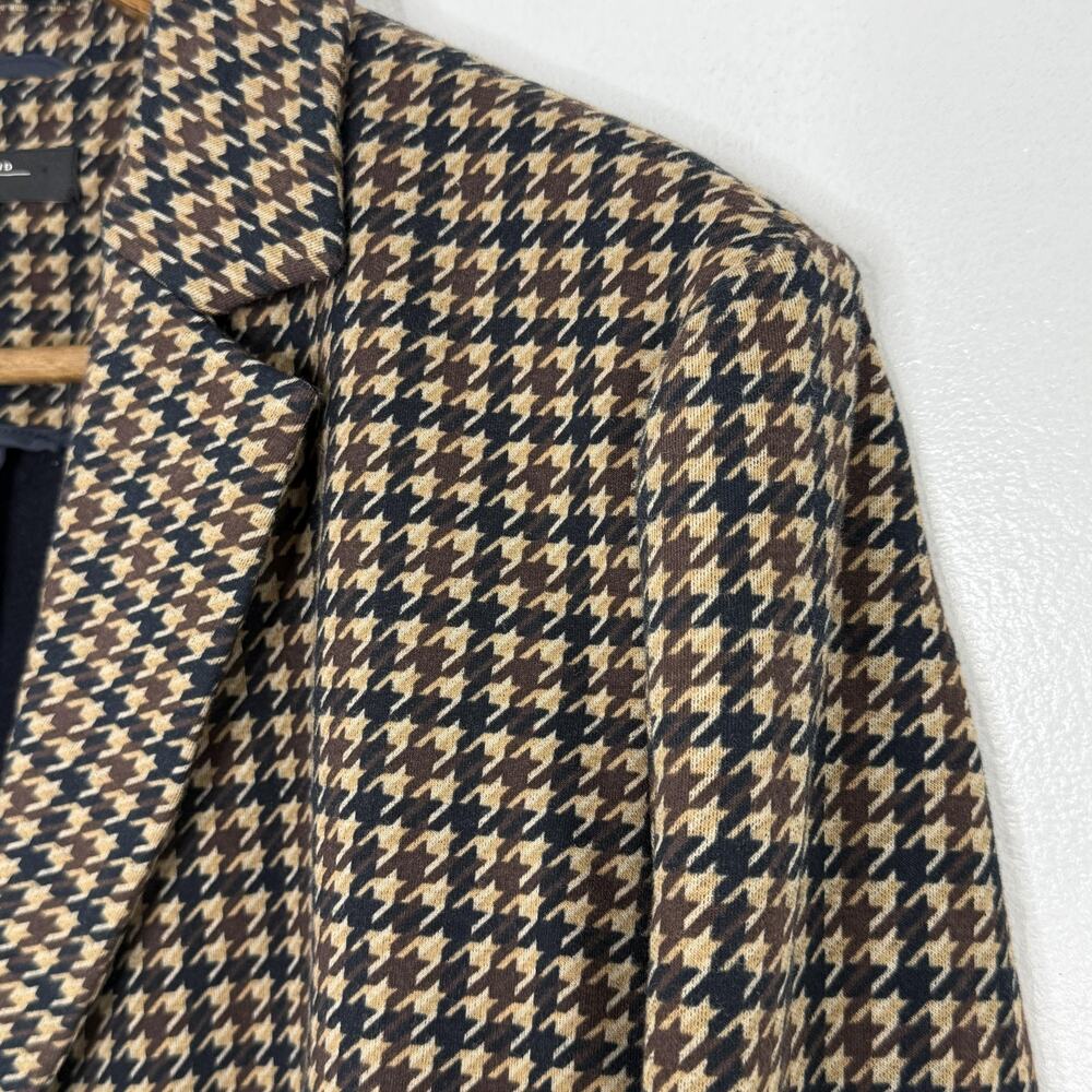 Weekend MaxMara Blazer Womens L Brown Houndstooth Knit Tailored Jacket Career